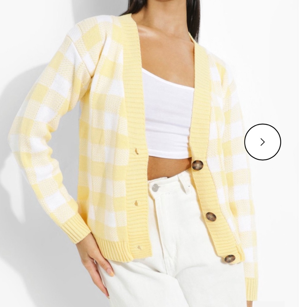 🌸Boohoo Yellow Gingham Cardigan